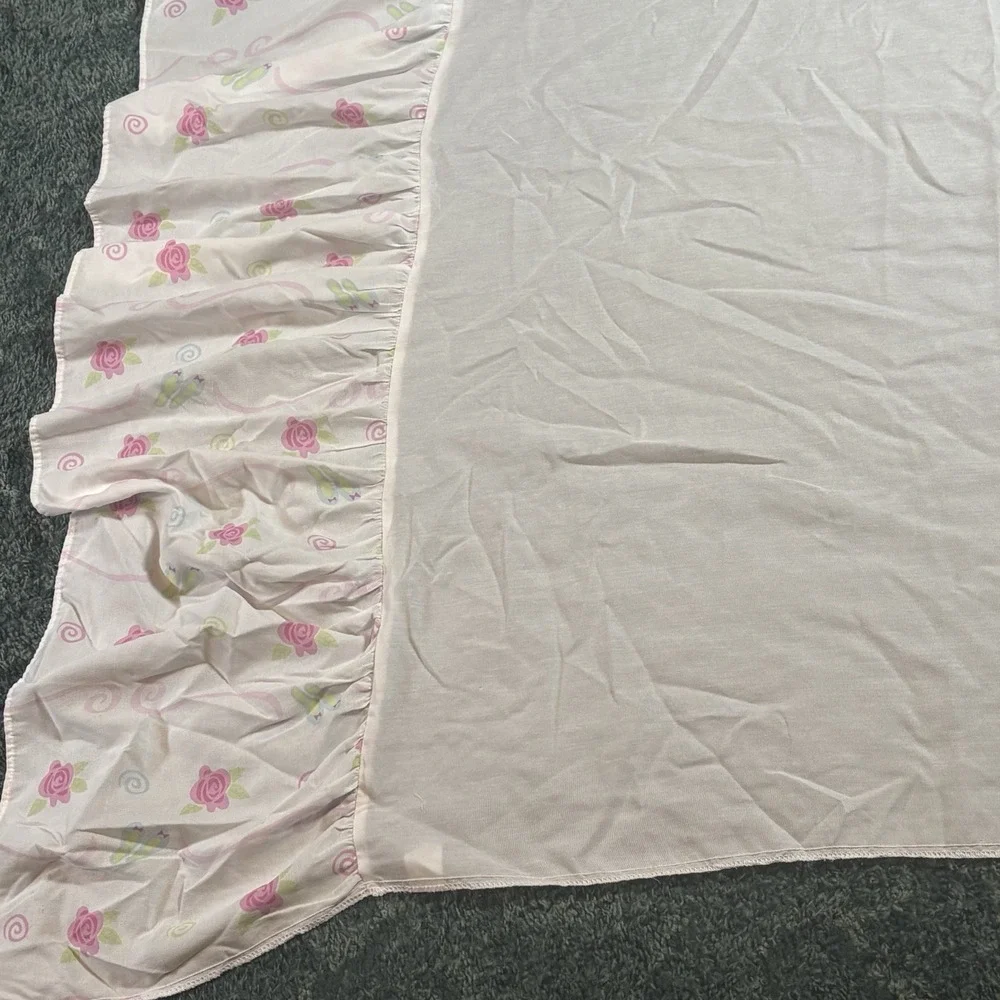 Barbie Twin Size Flat Sheet Skirt Curtain Panels Pillowcase VTG 1995
